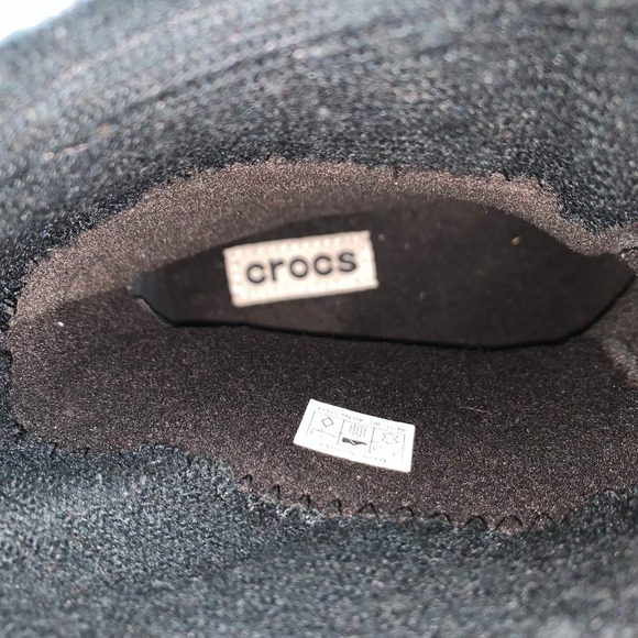 Crocs Black Suede Buckle Ankle Boots W7 Fleece Lined Comfort Platform Cozy - Picture 4 of 13